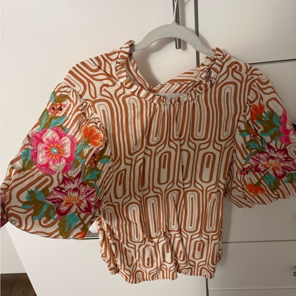 THML Tops - THML Orange Geometric Floral Blouse